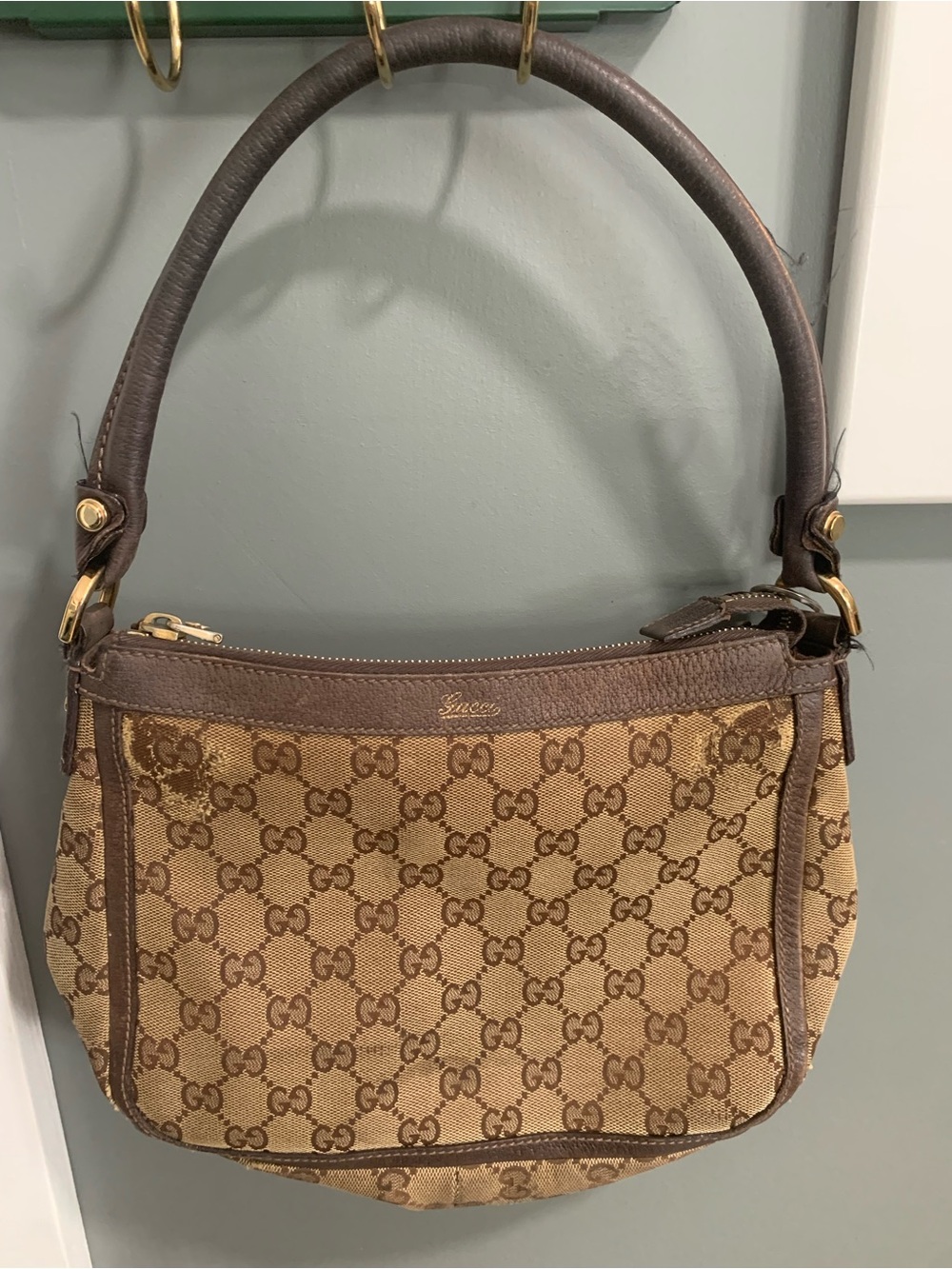 Gucci Womens VTG GG Monogram Abbey Shoulder Bag Y2K Luxury 90s Rich Mom Preppy